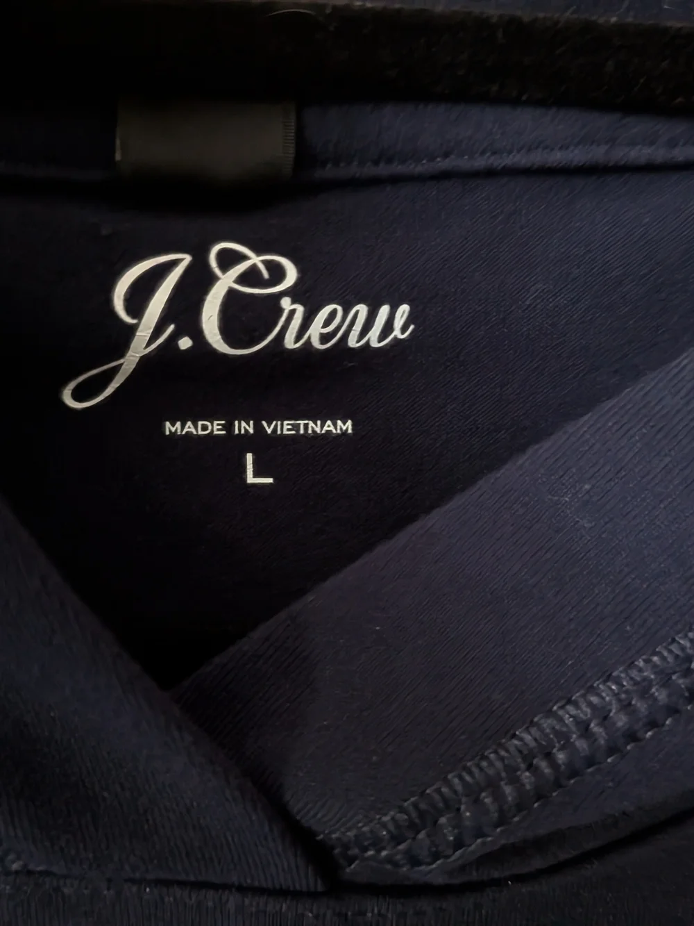 J. Crew Navy Blue Supplex Lycra Pullover Hoodie w/ Thumbholes - Women's L